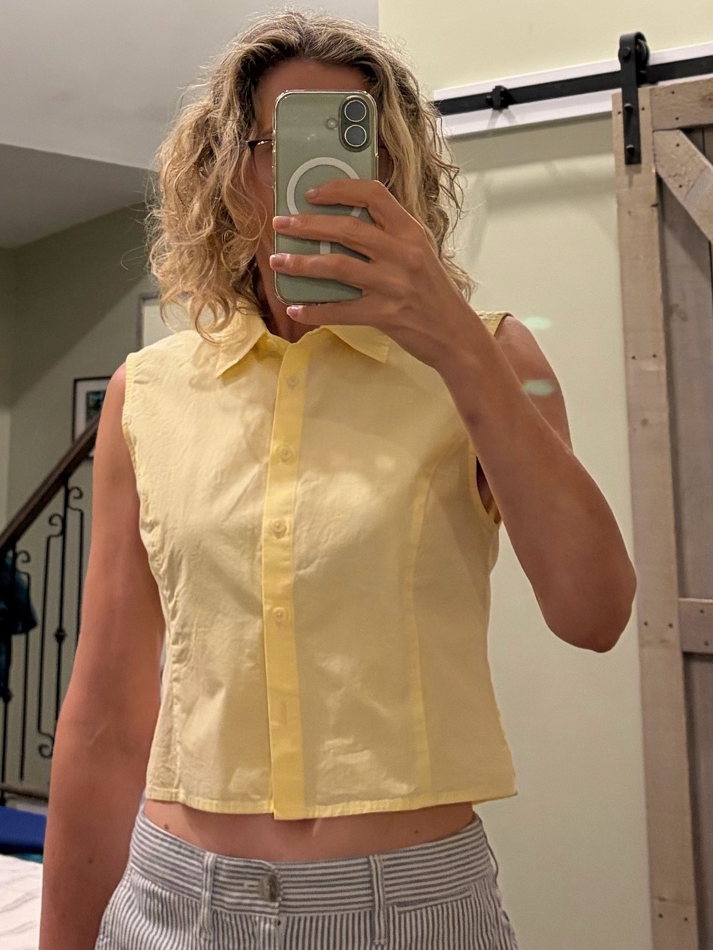 Frank + Oak Sleeveless Cotton Blouse Butter Yellow
